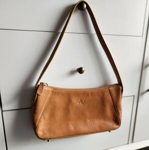 90s Monsac Tan Leather Small Shoulder Bag